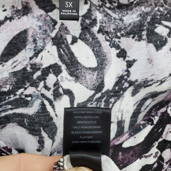 Simply Vera Vera Wang Womens Long Sleeve V-Neck Top Shirt Plus 3X Purple Black - Picture 8 of 10